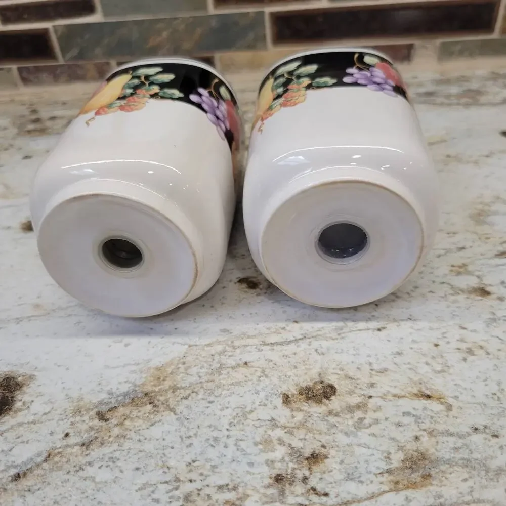 Vintage Sango Fanciful Fruit Covered Butter Dish Salt & Pepper Shaker Set 3pc